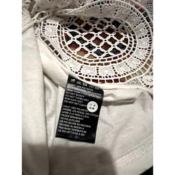 Anthropologie x James Coviello Laced Medallion White Crochet Blouse Top Medium - Picture 8 of 8